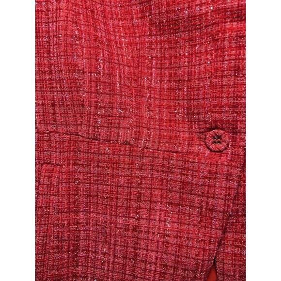 INC International Women's Tweed Red Blazer Holiday Special Occasion Formal Small - Picture 3 of 9